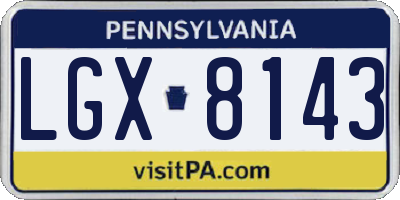 PA license plate LGX8143
