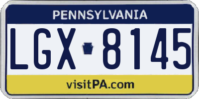 PA license plate LGX8145