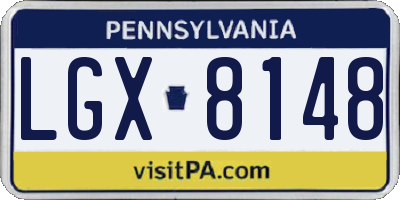 PA license plate LGX8148