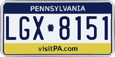 PA license plate LGX8151