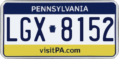 PA license plate LGX8152