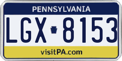 PA license plate LGX8153
