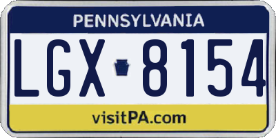 PA license plate LGX8154