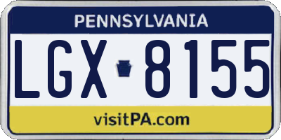 PA license plate LGX8155