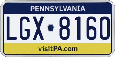 PA license plate LGX8160