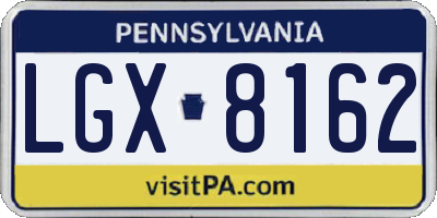 PA license plate LGX8162