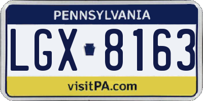PA license plate LGX8163