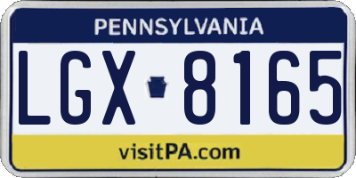 PA license plate LGX8165