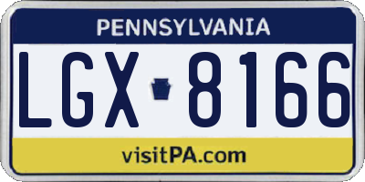 PA license plate LGX8166