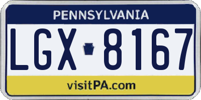 PA license plate LGX8167