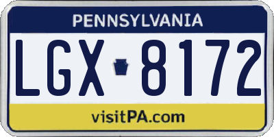 PA license plate LGX8172