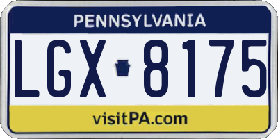 PA license plate LGX8175