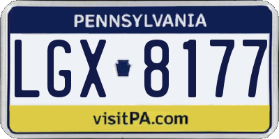 PA license plate LGX8177