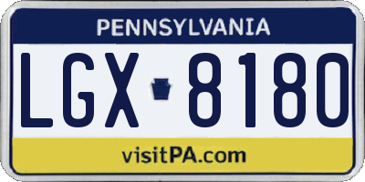 PA license plate LGX8180