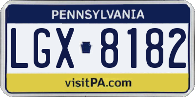 PA license plate LGX8182