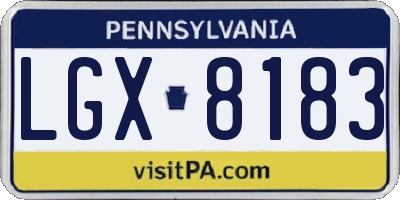 PA license plate LGX8183