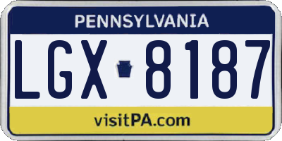 PA license plate LGX8187