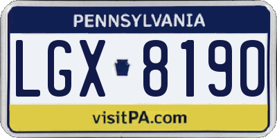 PA license plate LGX8190
