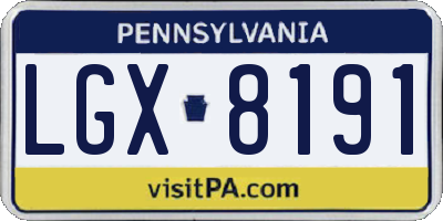 PA license plate LGX8191