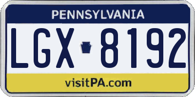 PA license plate LGX8192