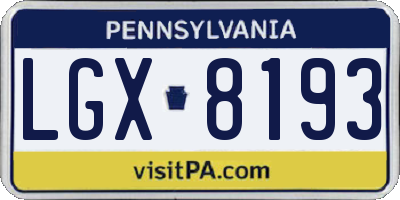 PA license plate LGX8193