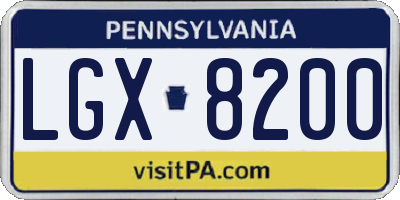 PA license plate LGX8200