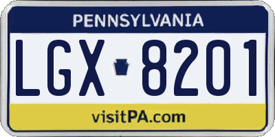 PA license plate LGX8201