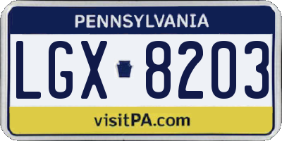 PA license plate LGX8203