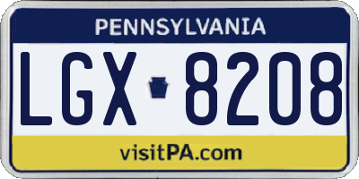 PA license plate LGX8208