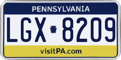 PA license plate LGX8209