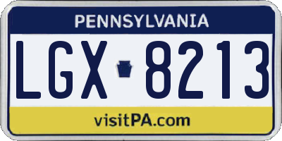PA license plate LGX8213