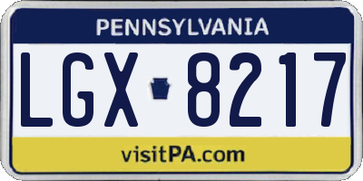 PA license plate LGX8217