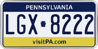 PA license plate LGX8222