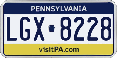 PA license plate LGX8228