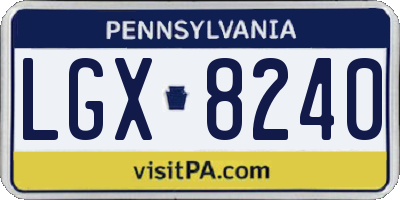 PA license plate LGX8240