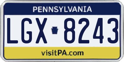 PA license plate LGX8243