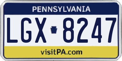 PA license plate LGX8247