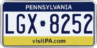 PA license plate LGX8252