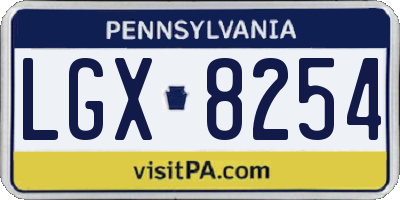 PA license plate LGX8254