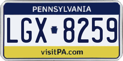 PA license plate LGX8259