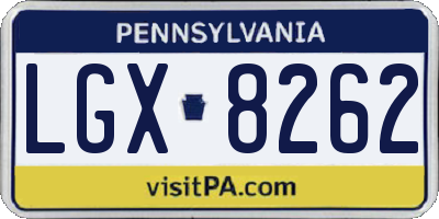 PA license plate LGX8262