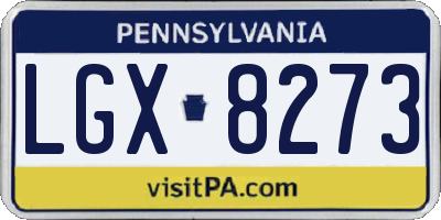 PA license plate LGX8273