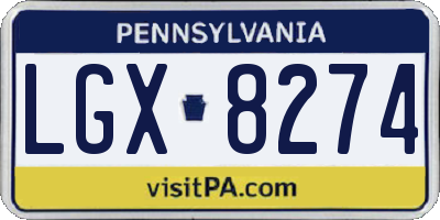 PA license plate LGX8274