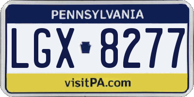 PA license plate LGX8277
