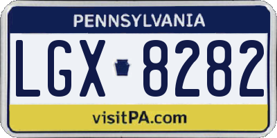 PA license plate LGX8282