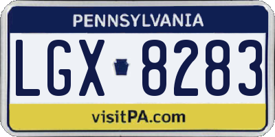 PA license plate LGX8283