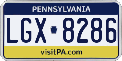 PA license plate LGX8286