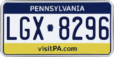 PA license plate LGX8296