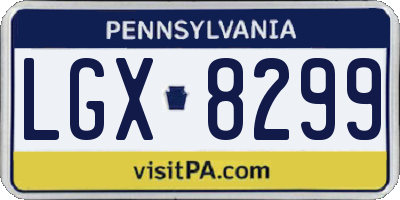 PA license plate LGX8299