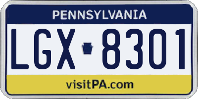 PA license plate LGX8301